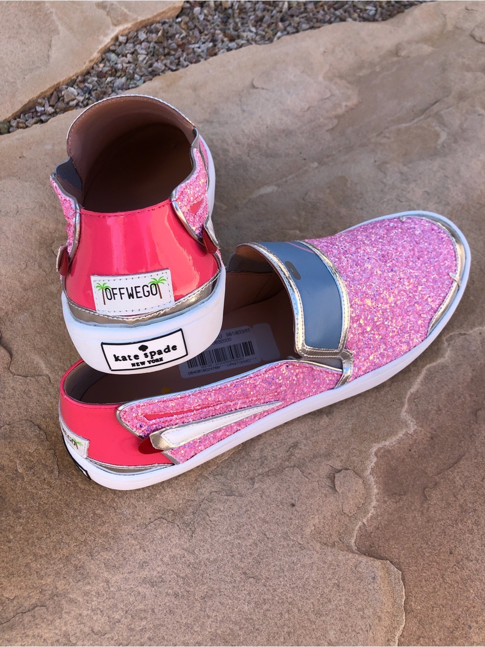 NWT Kate Spade New York Lotus Sneakers Checking In Pink Cadillac Car Sz 9.5